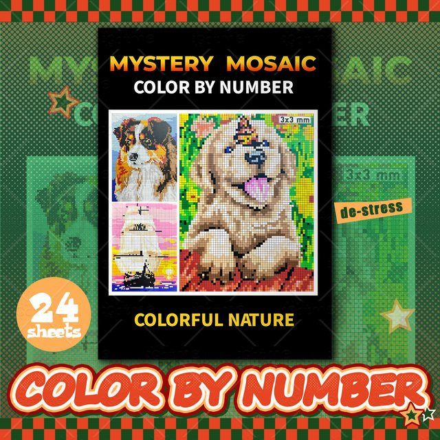 Mystery Mosaike Pixel Tier Malbuch mit bunten Graffiti Motiven zur Entspannung in Multicolor - Bild 1