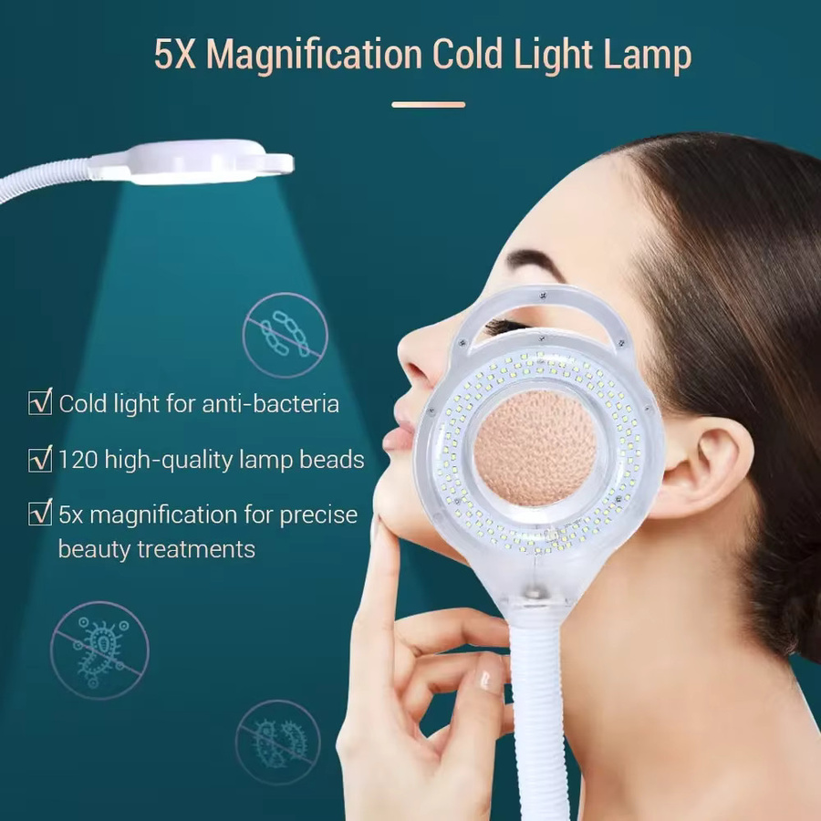 VamsLuna Gesichtsdampfer mit Heiß- und Kaltnebel, Ozonsterilisation, LED-Lupenlampe, Weiß, Unisex - Bild 3