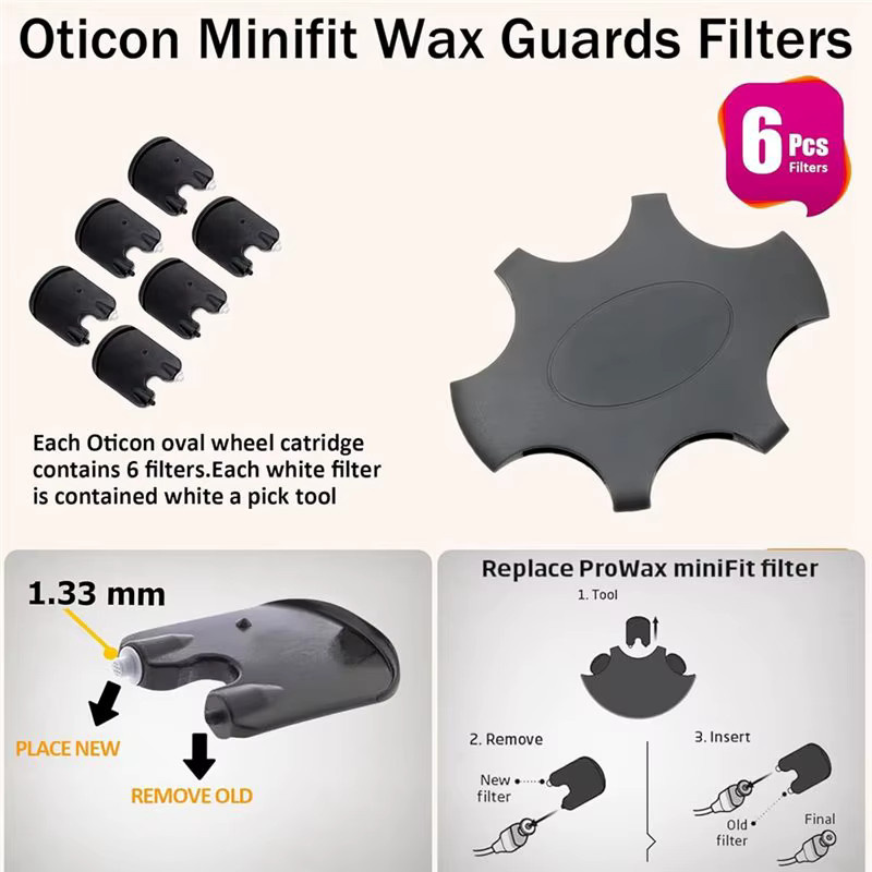ABUY Minifit Prowax Wachsschutzfilter für Oticon Hörgeräte, 60 Stück - Bild 3