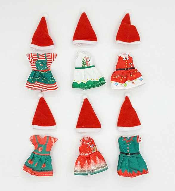 KIEKA Weihnachts-Outfits für 5 Zoll/12 cm große Puppen, Puppenzubehör, 6-teiliges Set - Bild 1