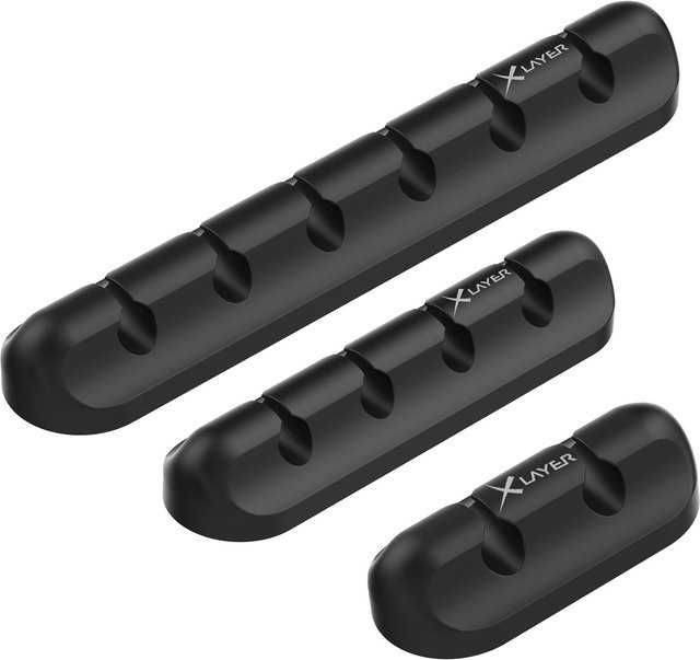 XLayer Kabelhalter aus Silikon, 3er Pack, Schwarz - Bild 1