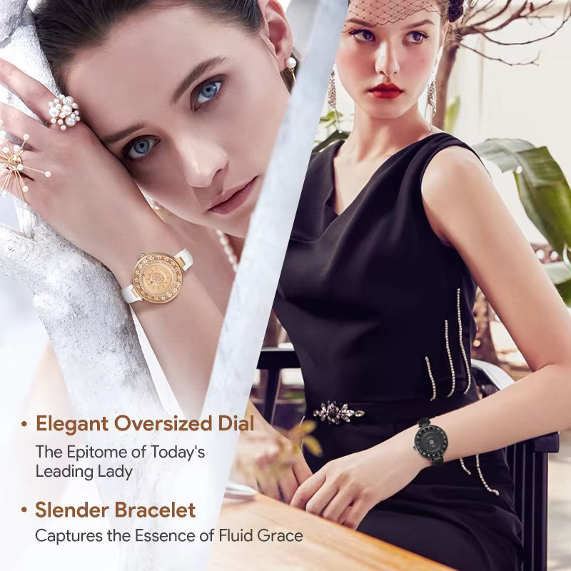EUTOUR Armbanduhr Quarz, Lederarmband, Schwarz, Damen - Bild 2