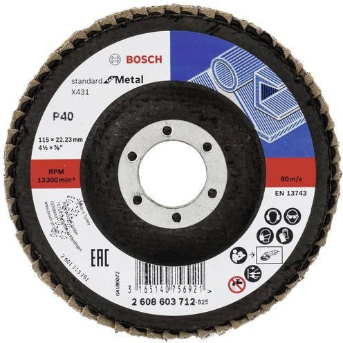Bosch X431 Fächerschleifscheibe für Metall, Durchmesser: 115 mm, Bohrungs-Ø: 22,23 mm, Multicolor - Bild 1