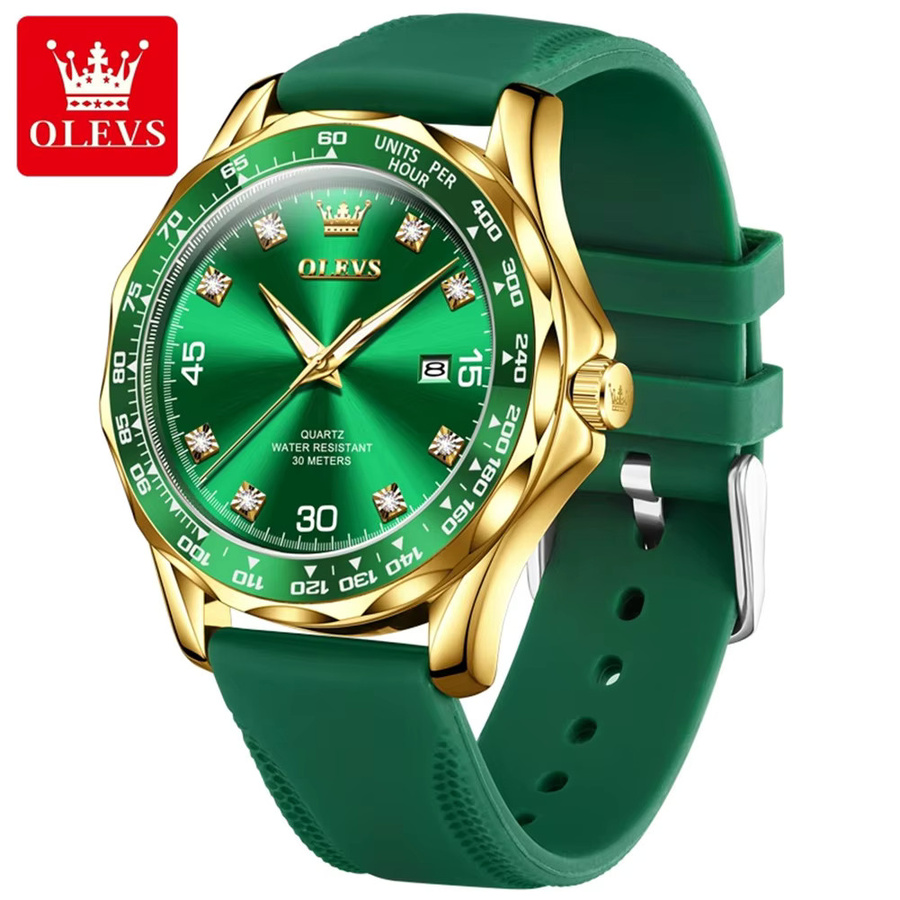 OLEVS Armbanduhr Quarz, Silikonarmband, Grün, Herren - Bild 2