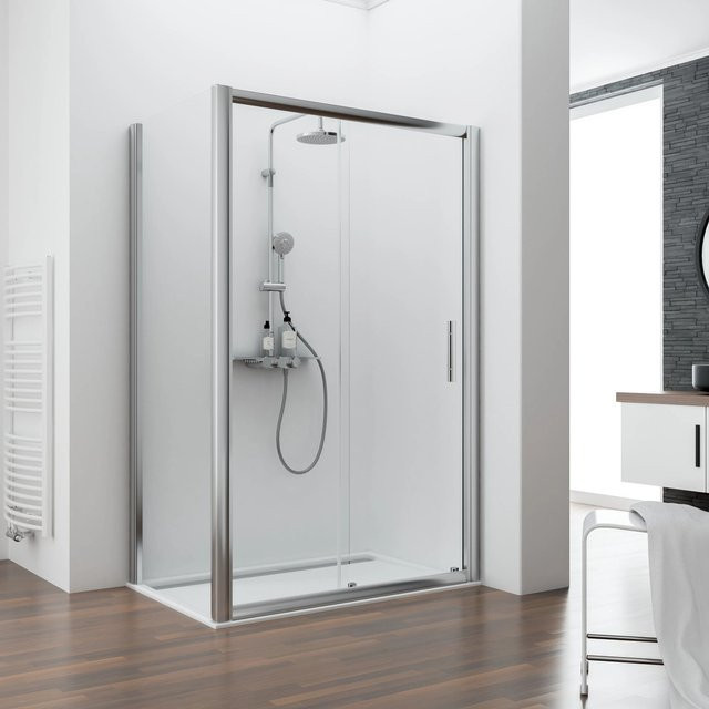 Schulte Gleittür Kristall Trend aus Echtglas in transparent, B: 120 cm, H: 185 cm - Bild 1