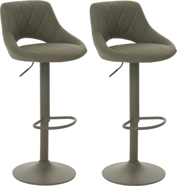 2er-Set Barhocker MCW N64 in Grün aus Kunstleder und Metall mit drehbarer Sitzfläche und Fußablage - Bild 1