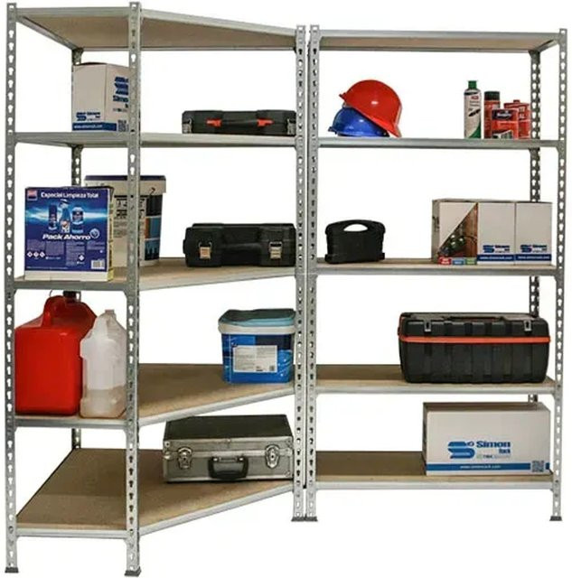 PROREGAL Set aus Eckregal und Schwerlastregal Muli, verzinkt, grau, H x B x T: 180 x 180 x 50 cm, Fachlast 200 kg - Bild 1