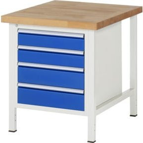 Rau Werkbank höhenverstellbar mit 4 Schubladen, Farbe Weiß, B: 75 cm, T: 90 cm, H: 84-104 cm - Bild 1
