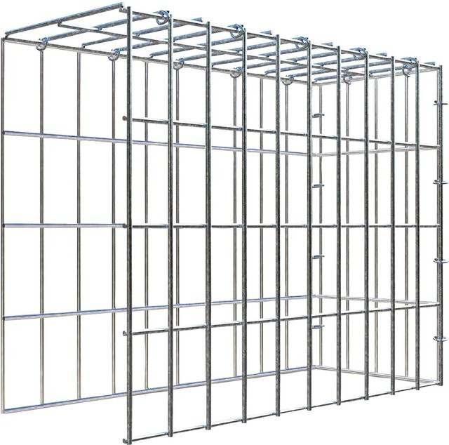 Gabiona C-Ring Anbaukorb Typ 4 in Silbergrau, B/T/H: 40 x 50 x 20 cm, Maschenweite 5 x 10 cm - Bild 1