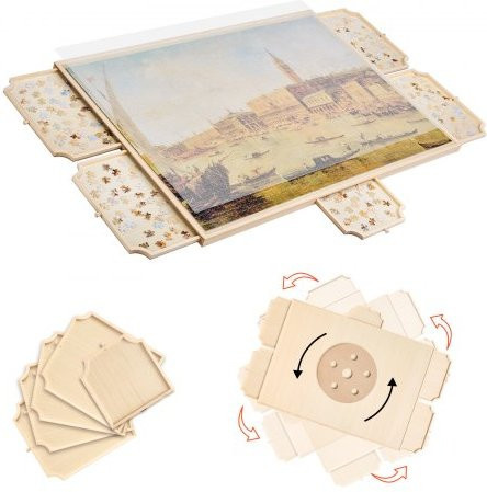 VEVOR Drehbares Puzzlebrett aus Kiefernholz in Braun mit 5 Schubladen und Abdeckung, Tragbarer Puzzeltisch für Erwachsene, B/T/H: 102 x 76,3 x 3,6 cm - Bild 1