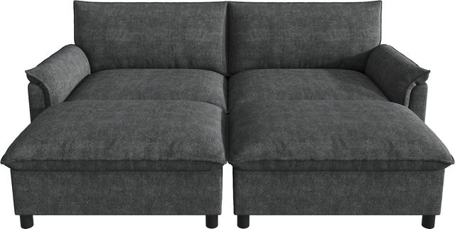 Modulares Cloud-Sectional-Sofa von RN Store als L-Form Ecksofa in Schwarz mit hochelastischem Schaumstoff und abnehmbaren Bezügen, B/T/H: 216 x 77 x 82 cm - Bild 1