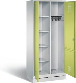 C+P Putzmittel-Spind Evolo mit Türen, Korpus Lichtgrau und Front Viridingrün, H: 180 cm, B: 81 cm, T: 50 cm - Bild 1