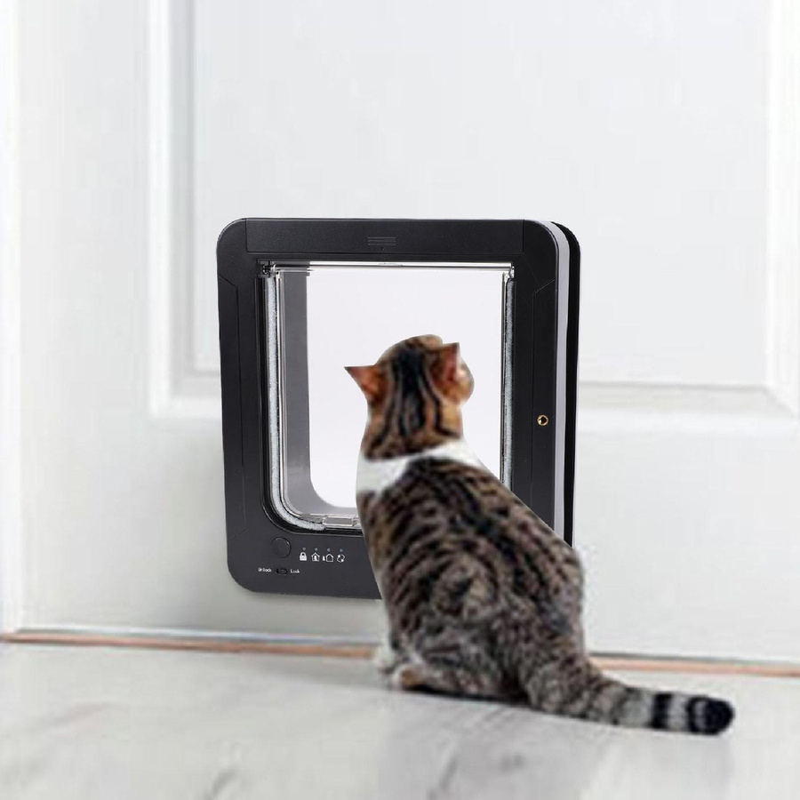 KONNWEI Intelligente Katzenklappe mit automatischem Sensor und Fernbedienung, Halsbandaktiviert, Schwarz - Bild 5