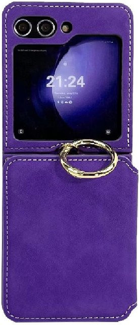 Samsung Z Flip 6 und Z Flip 5 Hülle mit Ring und Kartenfach in Purple zum Bildschirmschutz - Bild 1