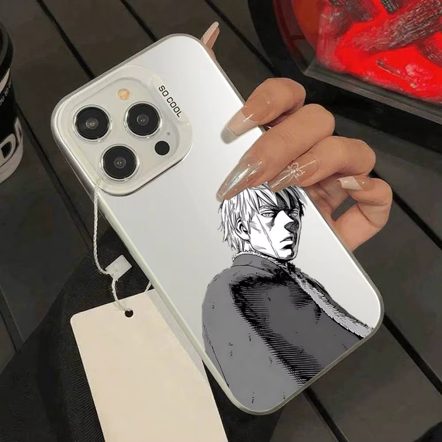 H-Vinland Saga Handyhülle für Apple iPhone 17 16 15 14 13 12 11 Pro Max X XS XR, Galvanisch Versilberte IMD Stoßfeste Schutzhülle in Silber - Bild 5
