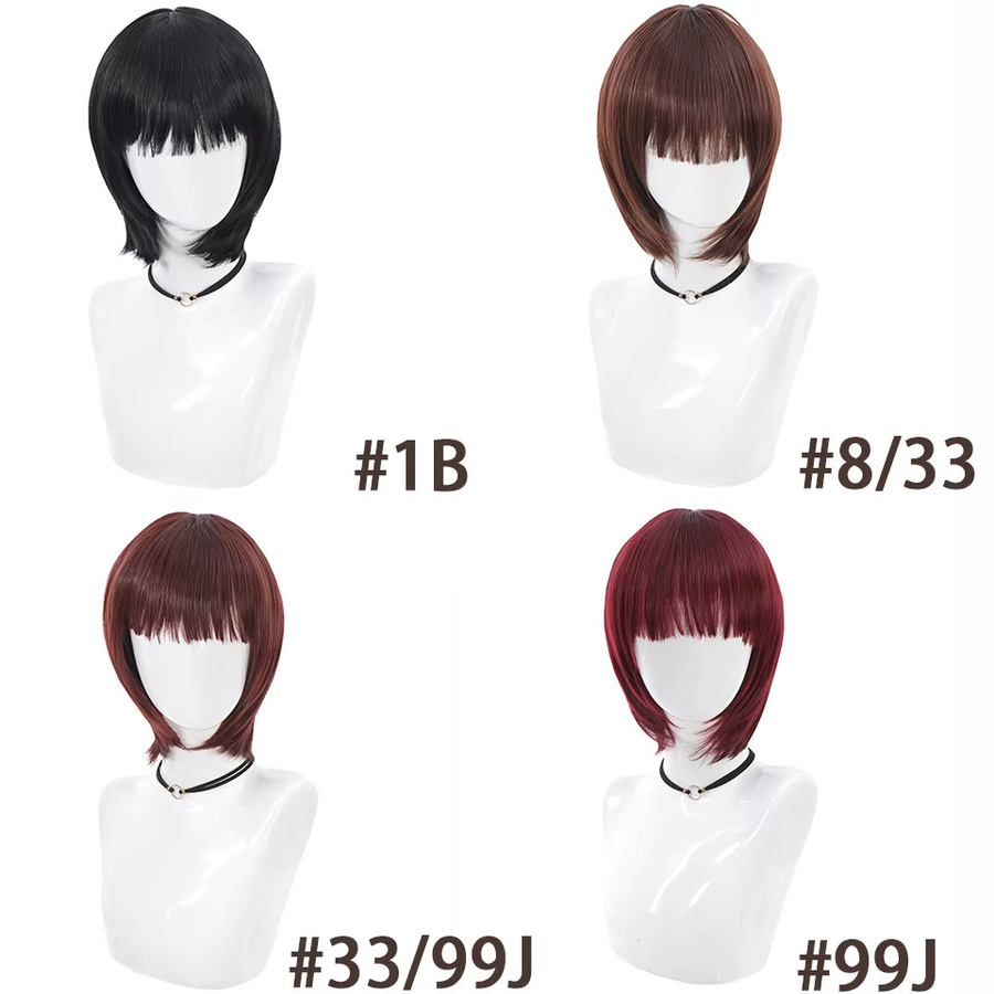 allaosify Bob-Perücke, Schwarz, Synthetisch, Damen - Bild 5
