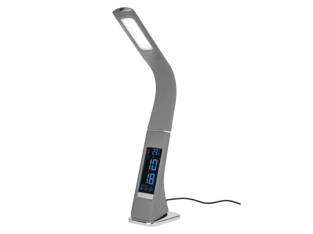 LIVARNO LED Schreibtischleuchte in Grau mit integrierter Uhr, dimmbar und verstellbar - Bild 2