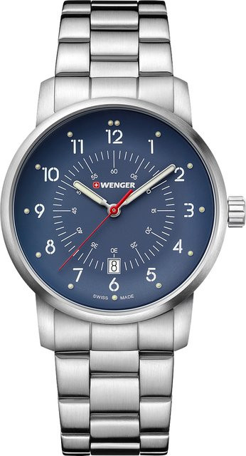 Wenger Herrenuhr, Quarz, Edelstahl, Blau, 42 mm, 10 ATM - Bild 1