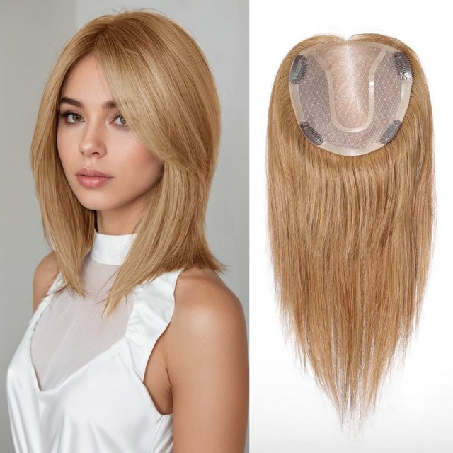 HAIRCUBE Echthaar Topper, graublonde Mono-Spitzenbasis, Damen - Bild 1