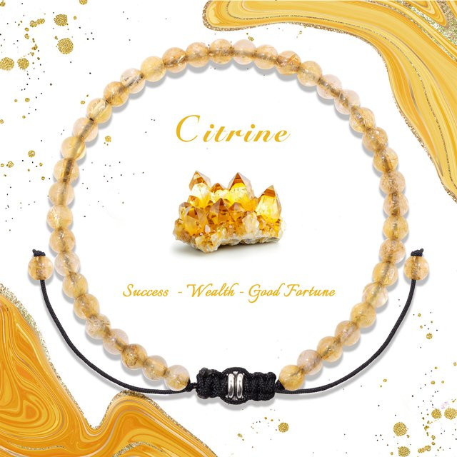 Armband Citrine-Perlen, Naturstein, verstellbar, Damen und Herren - Bild 1