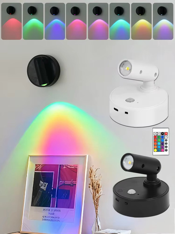 GGBEE Magnetische LED-Wandleuchte mit Bewegungssensor, Dimmbare und Fernbedienbare Schrankbeleuchtung, Wiederaufladbare Nachtlampe für Schlafzimmer und Möbel - Bild 5