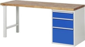 Rau Werkbank 7508A1 in Braun mit 3 Schubladen, B/T/H: 200 x 70 x 89 cm - Bild 1
