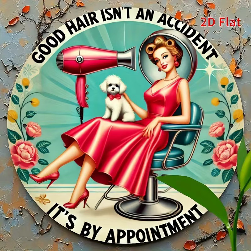 Vintage Friseurlogo Wanddekoration aus Metall von Potdemiel in Mehrfarbig - Bild 2