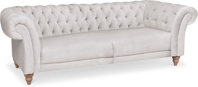 Megasofa SANSIBAR LUND in Beige mit Stoffbezug und Eichen-Elementen, B/T/H: 235 x 105 x 80 cm - Bild 1