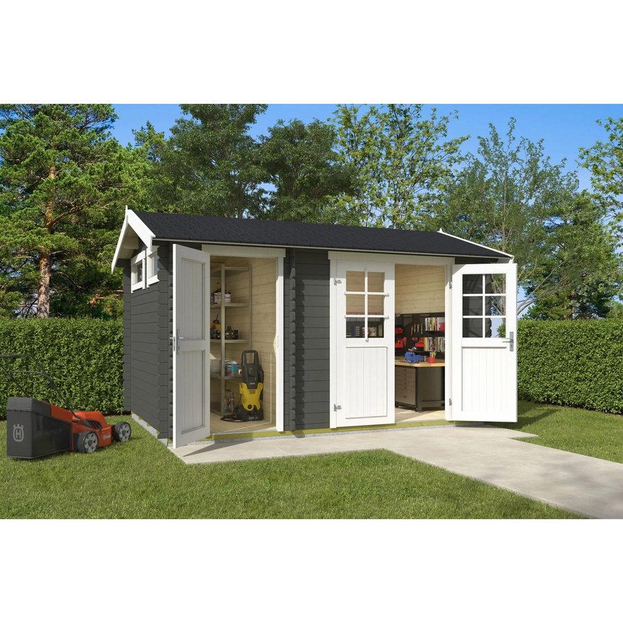 Lasita Gartenhaus William in Grüngrau, B/H/T: 420 x 239,4 x 288,8 cm - Bild 2
