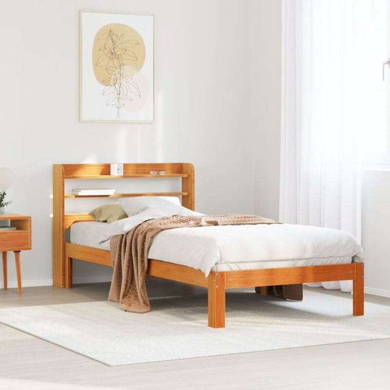 Massivholzbett aus Kiefernholz von vidaxl in Braun, B/T/H: 75 x 190 cm - Bild 1