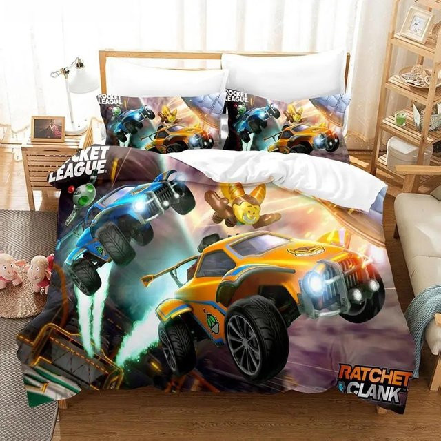 Rocket League Bettwäsche-Set für Kinder aus Mikrofaser, 2-teilig, Mehrfarbig, B: 70 cm, L: 133 cm - Bild 1