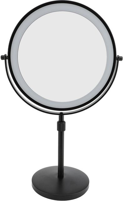 KONNWEI Schminkspiegel mit LED-Beleuchtung, doppelseitig vergrößernd und höhenverstellbar, Schwarz, Höhe: 22 cm - Bild 1