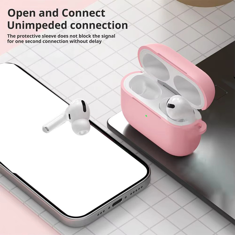 Apple Silikon-Schutzhülle für AirPods Pro 3 in Schwarz mit Karabiner und Lanyard, stoßdämpfend - Bild 6