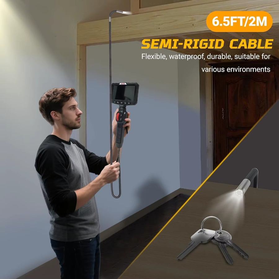 LAFOCH Industrie-Endoskop mit 2 MP HD Kamera, 360 Grad Zwei-Wege-Lenkung für die Inspektion von Autoteilen und Kanalisation, 1–2 m Länge - Bild 4