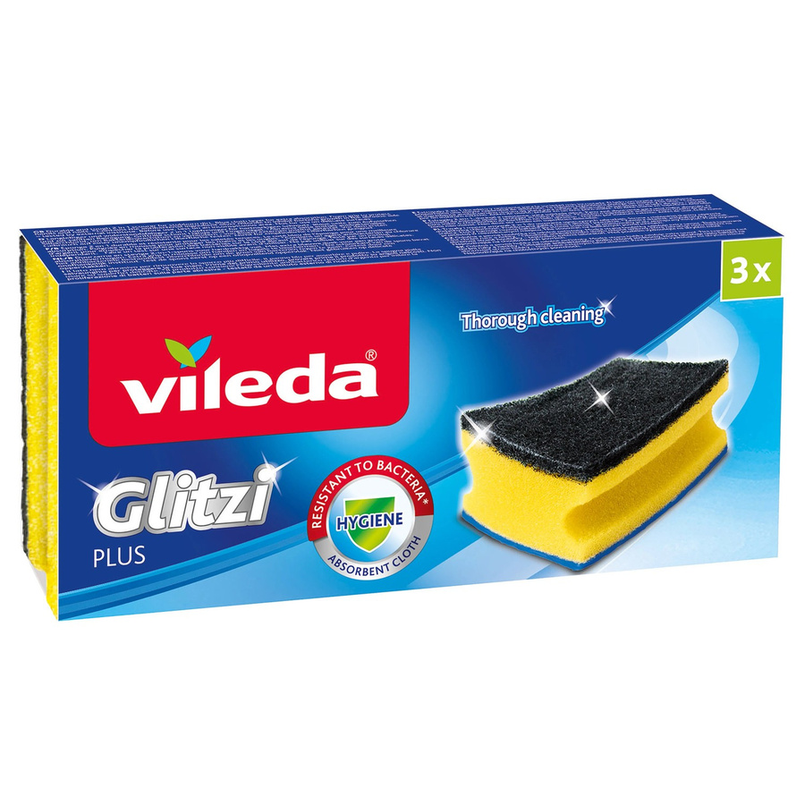 Vileda Topfreiniger Glitzi Plus mit Antibac in Gelb, 3er-Pack, B/H/L: 9 x 4,5 x 7 cm - Bild 2