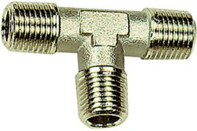 Riegler T-Stück aus vernickeltem Messing, außen/außen/außen, R 1/4, SW 13, silber - Bild 1