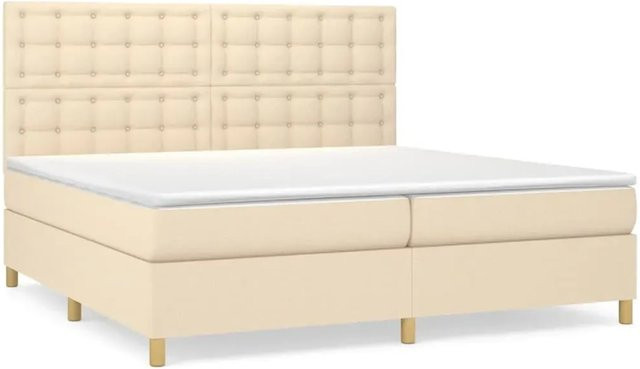 vidaXL Boxspringbett Hybrid mit Matratze Beige B/T/H: 200 x 200 x 128 cm - Bild 1