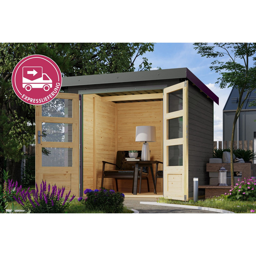 Karibu Holz-Gartenhaus mit Pultdach in modernem Design, lackiert, B/T/H: 213 x 209 x 208,5 cm - Bild 2
