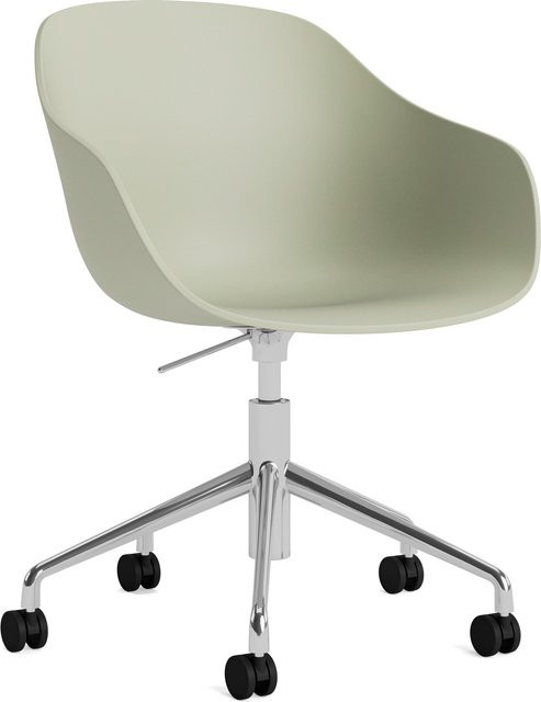 HAY About A Chair AAC 252 moderner Stuhl aus Polypropylen und Aluminium in Grün matt mit Rollen - Bild 1