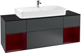 V&B Finion Waschtischunterschrank mit LED-Wandbeleuchtung, Breite: 160 cm, lackiert, dunkelblau - Bild 1