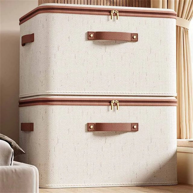 Aufbewahrungsbox mit Deckel von FLOWERS SPRAL aus Baumwolle und Leinen in Solid Farbe - Bild 1