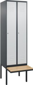 C+P Spind Classic PLUS Garderobenschrank mit Sitzbank, 2 Abteile, Anthrazit, B/T/H: 212 x 60 x 81,5 cm - Bild 1