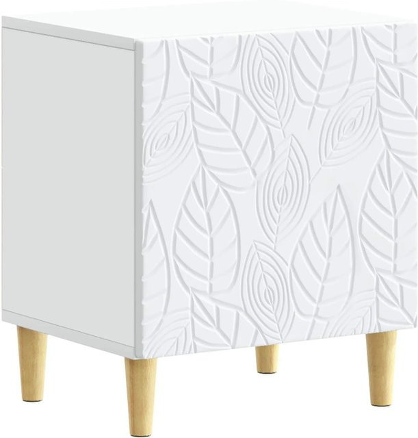 vidaXL Nachttisch Weiß aus Holzwerkstoff und Eukalyptus, modern, B/T/H: 43 x 34,5 x 50 cm - Bild 1