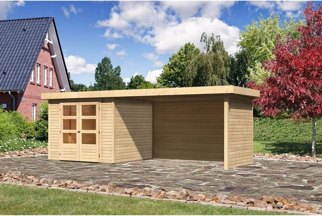 Karibu Gartenhaus Boras Natur Flachdach Unbehandelt B: 238 cm, T: 242 cm - Bild 1