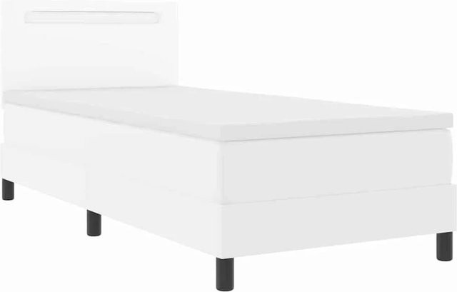 vidaXL Bettgestell mit Matratze in Weiß aus Kunstleder, B/T/H: 90 x 200 x 23,5 cm - Bild 1