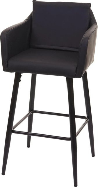 PROREGAL Barhocker mit Lehne und Fußablage aus Metall und Kunstleder in Schwarz, Sitzhöhe: 74 cm - Bild 1