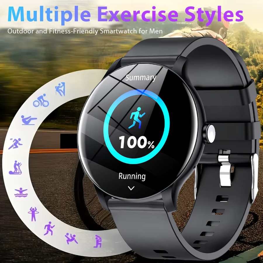 LAXASFIT Outsport Smartwatch mit Bluetooth-Anrufen und Herzfrequenzmesser für Android und iOS, Unisex, Schwarz/Pink - Bild 5
