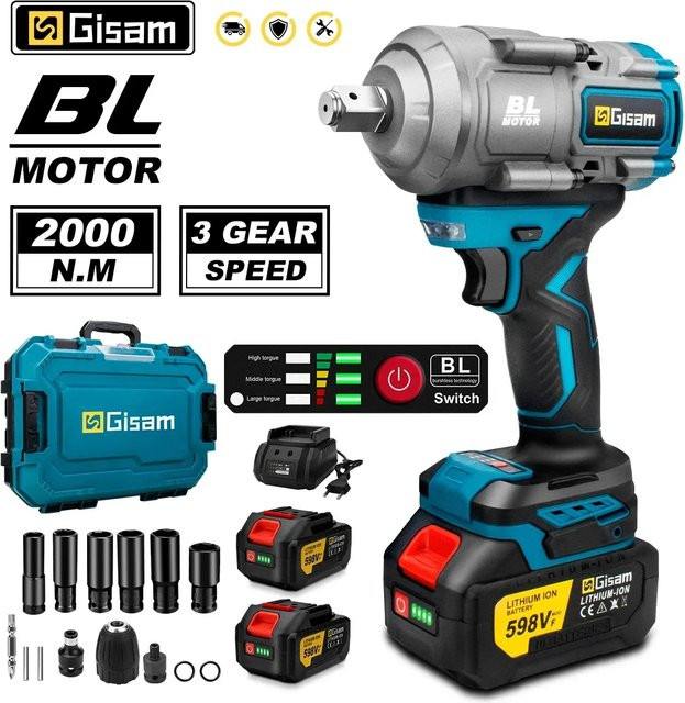 G perfil 2000 N.M Bürstenloser Schlagschrauber mit 1/2 Zoll Antrieb für Makita 18V Akku, Blau - Bild 1