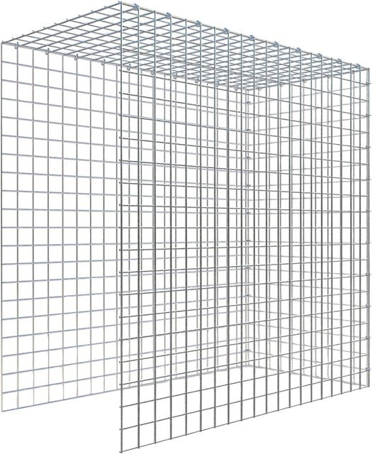 Gabiona C-Ring Anbaukorb Typ 4 in Silbergrau, Maschenweite 5 x 5 cm, B/T/H: 100 x 100 x 50 cm - Bild 1