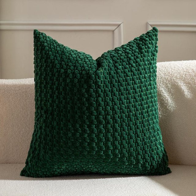 Houspace Samt Kissenbezug doppelseitiges Design, Farbe: Dunkelgrün, B/T/H: 40 x 40 x 4 cm - Bild 1
